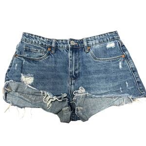 BlankNYC "The Barrow" Vintage High Rise Jean Shorts Womens 25 Distressed Denim